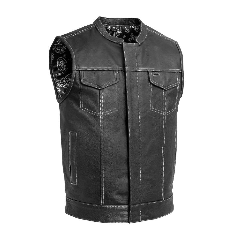 The Cut Men's Motorcycle Leather Vest, Multiple Color Options Men's Leather Vest First Manufacturing Company Green 4XL 