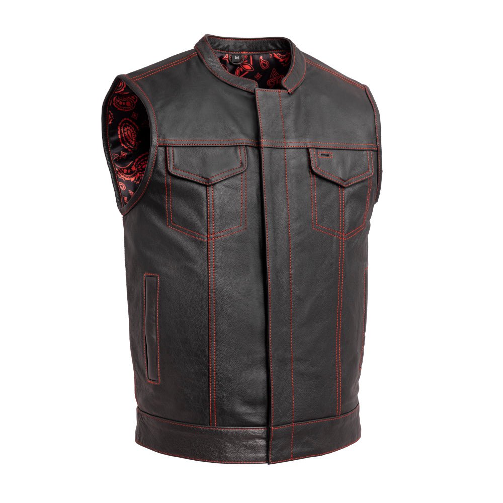 The Cut Men's Motorcycle Leather Vest, Multiple Color Options Men's Leather Vest First Manufacturing Company Red S 