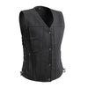 Tiff Women's Motorcycle Twill Vest Women's Twill Vest First Manufacturing Company XS Black 