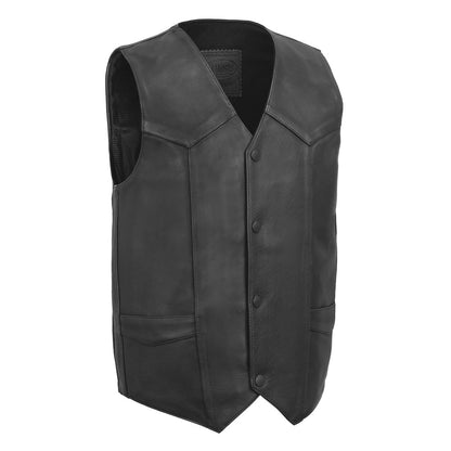 Tombstone Men's Motorcycle Western Style Leather Vest Men's Western Vest First Manufacturing Company Black S