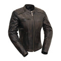 Trickster Womens Motorcycle Leather Jacket Women's Leather Jacket First Manufacturing Company XS Black Olive 