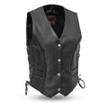 Trinity Women's Motorcycle Western Style Leather Vest Women's Leather Vest First Manufacturing Company XS Black 