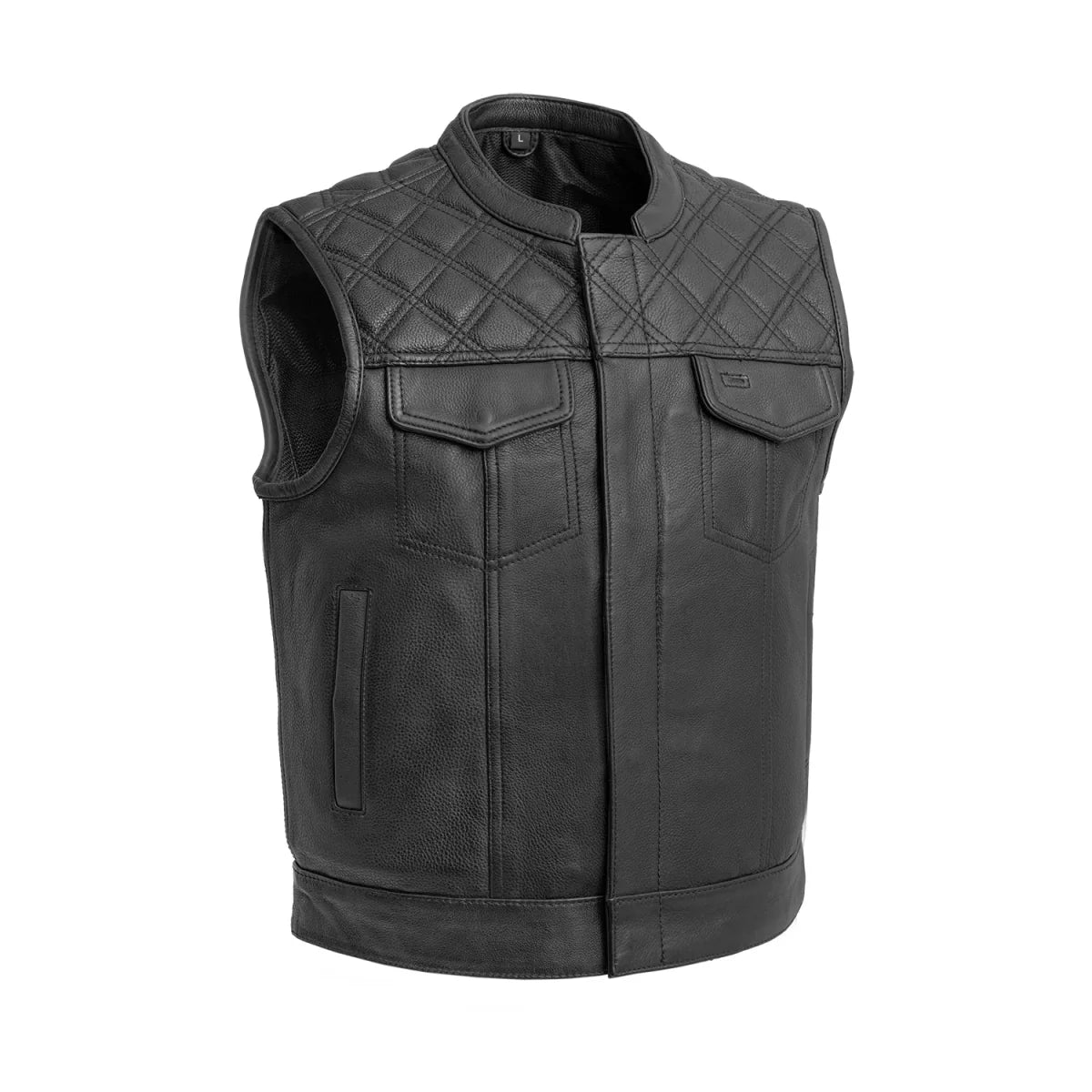 Upside Men's Club Style Leather Vest Men's Leather Vest First Manufacturing Company Black S