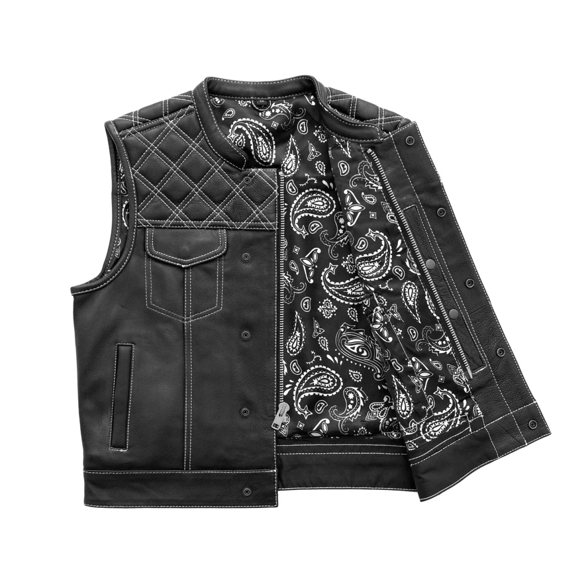 Upside Men's Club Style Leather Vest Men's Leather Vest First Manufacturing Company   