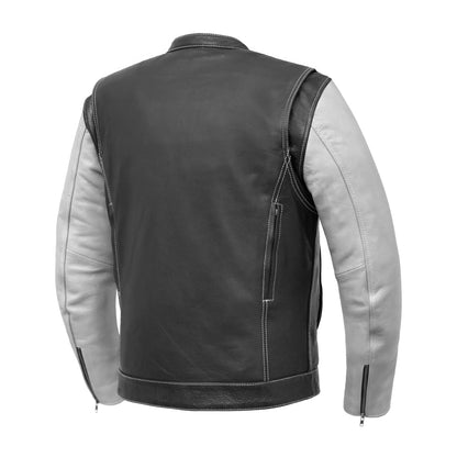 Vincent Men's Cafe Style Leather Jacket  First Manufacturing Company   