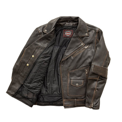 Wrath Men's Motorcycle Leather Jacket Men's Leather Jacket First Manufacturing Company