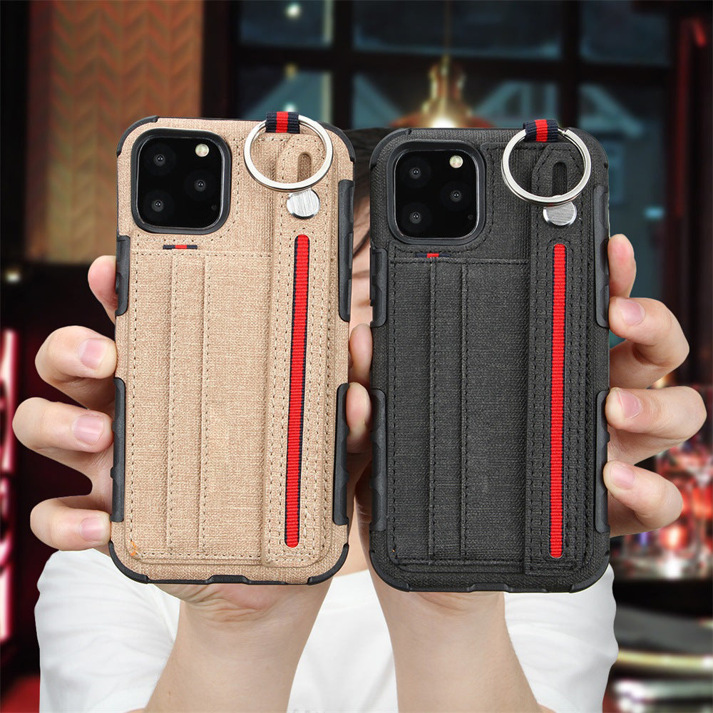 Mobile phone case with leather wrist strap