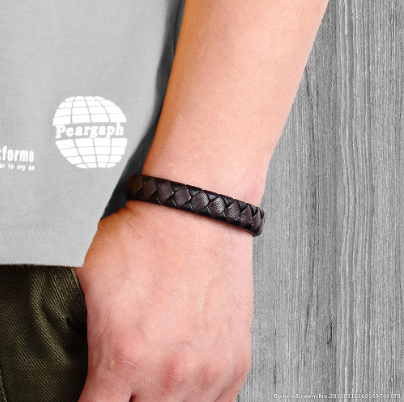 Black brown leather bracelet men's leather rope bracelet