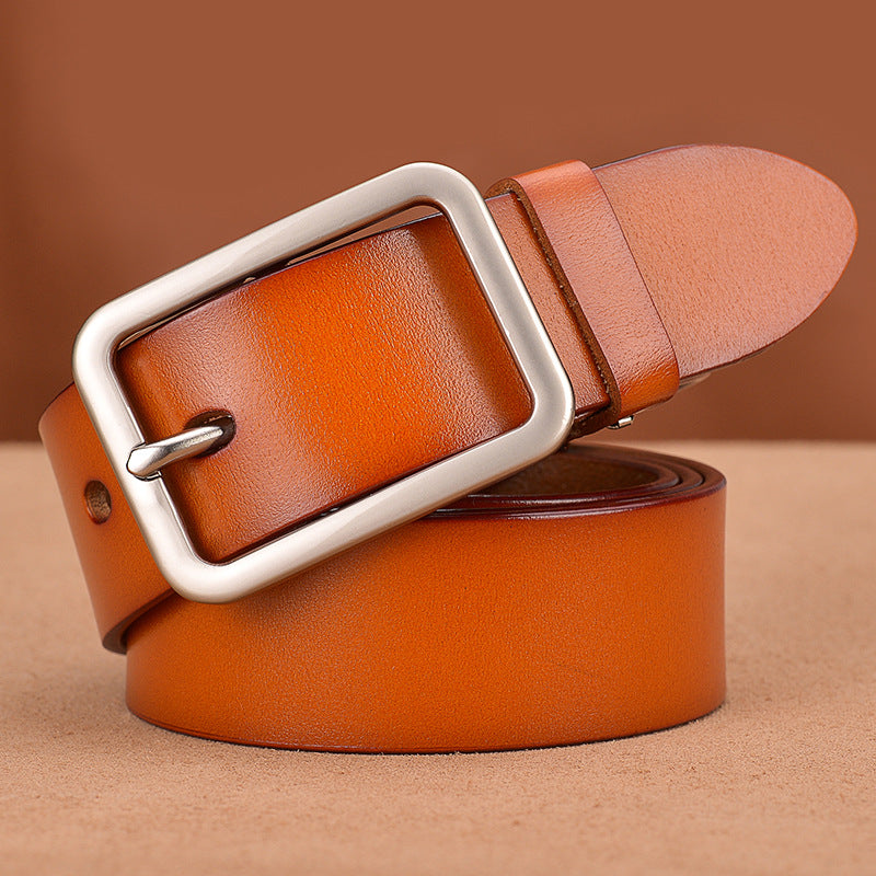Leather belt buckle belt