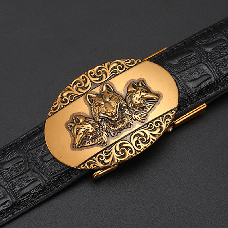 Men's automatic buckle leather belt