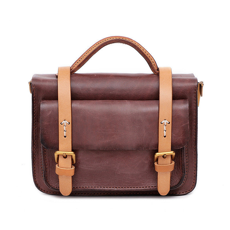 Crossbody Shoulder Bag Vegetable Tanned Leather Shoulder Bag Multifunctional Retro Leather Handbag
