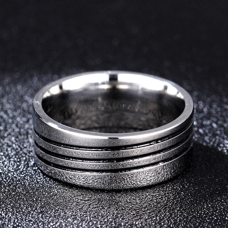 Mens And Womens Triangle Titanium Ring 8mm Stainless Steel Ring