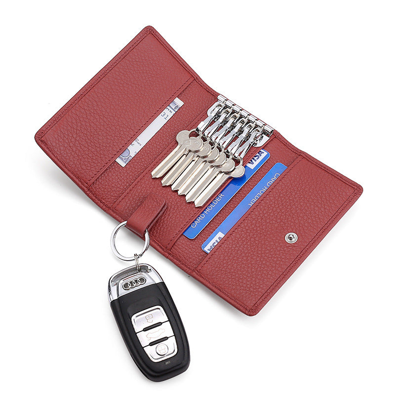Cowhide Household Key Case Leather Key Case Multi-color Multi-function Coin Purse Zipper Bag
