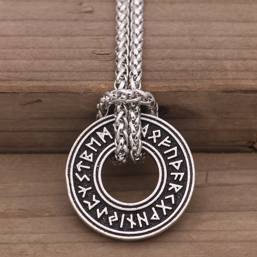 Viking Iceland Vegvisir Helmet Rune Circle Necklace Magical Barrier Men's Amulet Pendant Runa