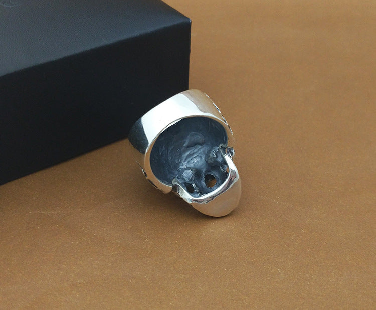 Handmade Vintage Thai Silver Personality Ring Men Domineering Skull Ring