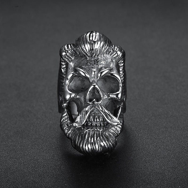 Retro Beard Skull Ring Stainless Steel