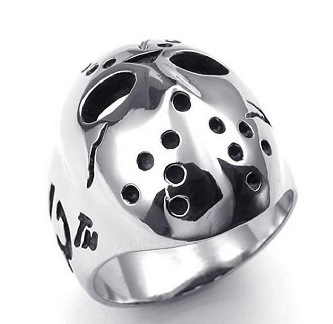 Mens Friday The 13th Stainless Steel Biker Ring