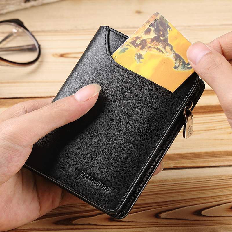 Leather men's short wallet