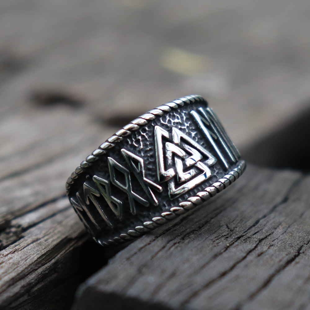 Mythical Viking Yong Odin Logo Men's Ring Viking Rune Men's Ring