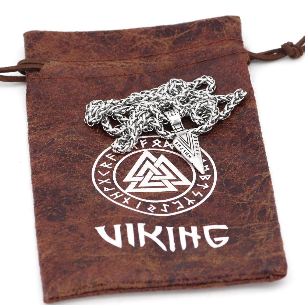 Nordic Viking Titanium Steel Pendant Rune Sword Necklace