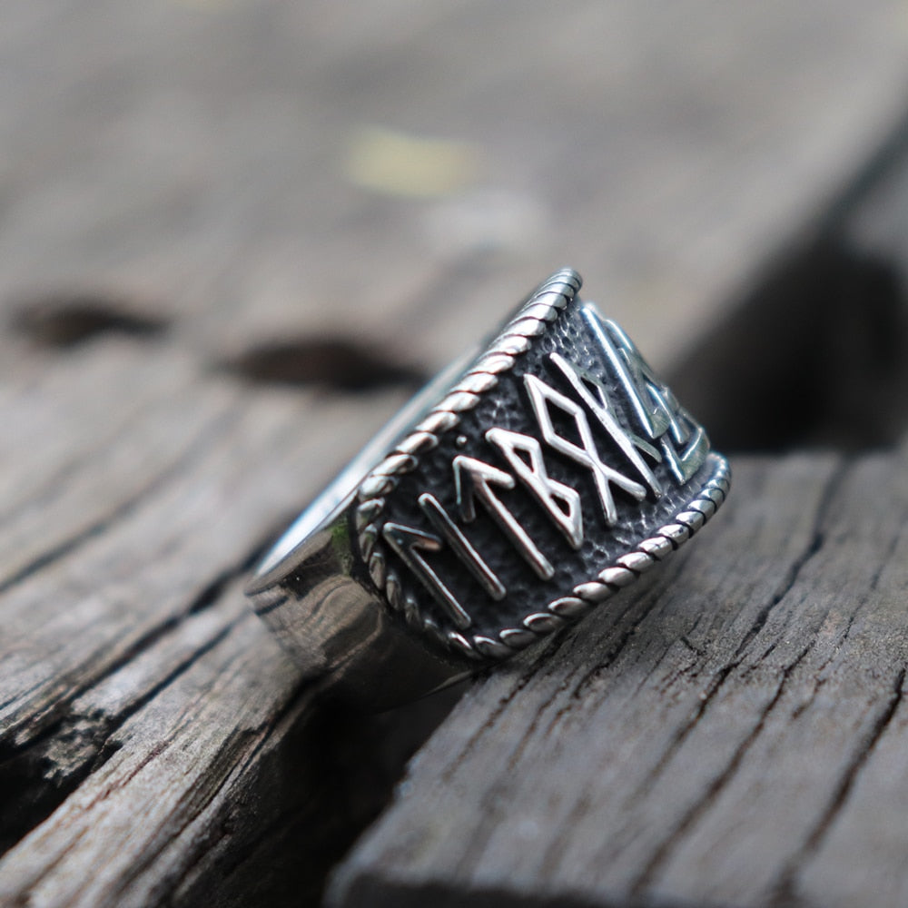 Mythical Viking Yong Odin Logo Men's Ring Viking Rune Men's Ring