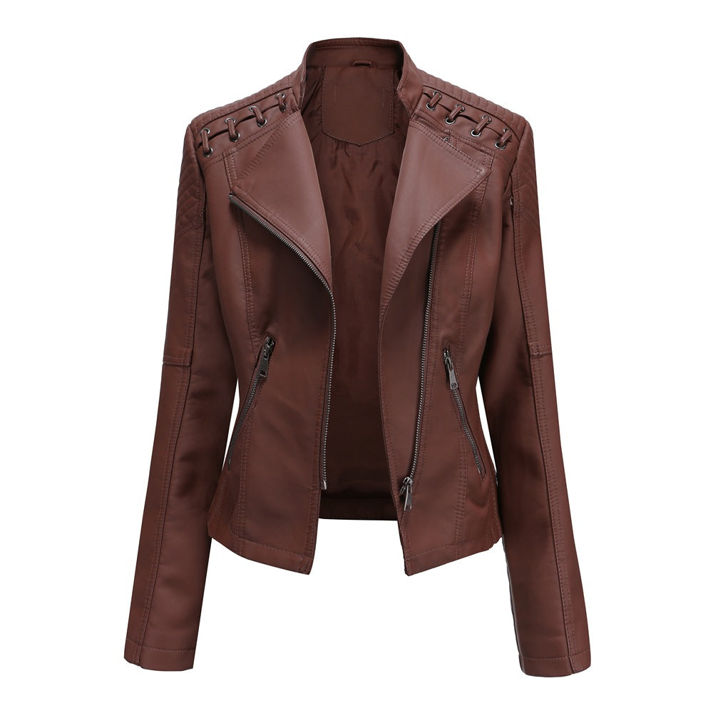 Spring and Autumn Leather Thin Ladies Motorcycle Suit - Zohastyle