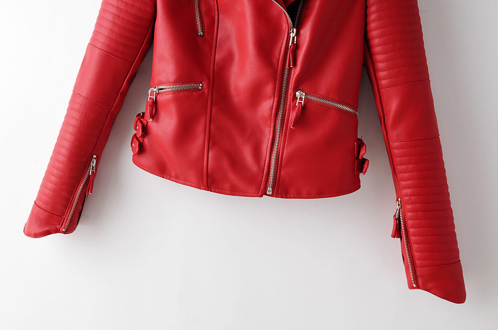 Irregular cuff motorcycle leather jacket - Zohastyle