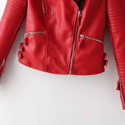 Irregular cuff motorcycle leather jacket - Zohastyle