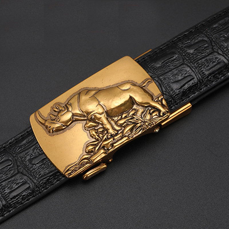 Men's automatic buckle leather belt