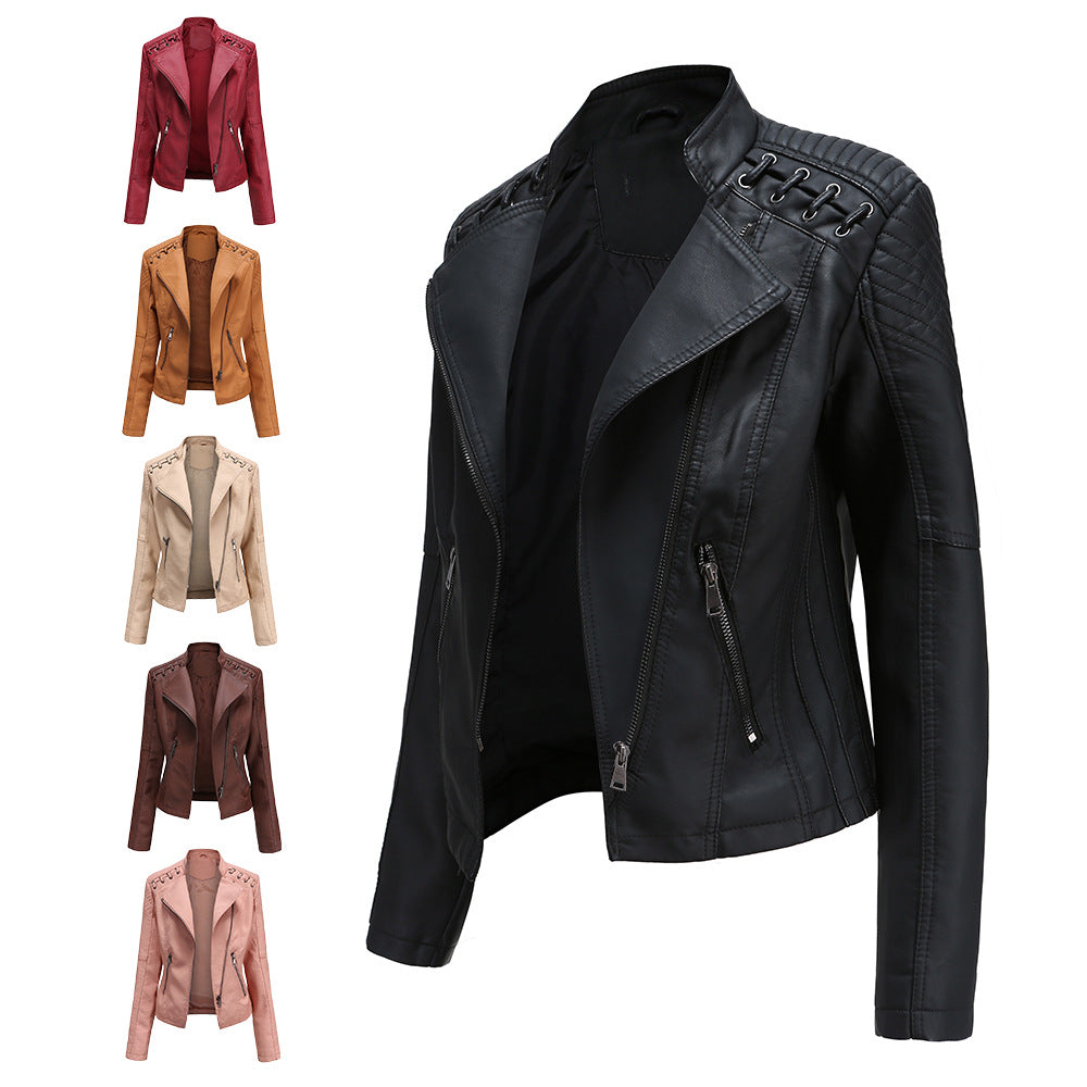 Spring and Autumn Leather Thin Ladies Motorcycle Suit