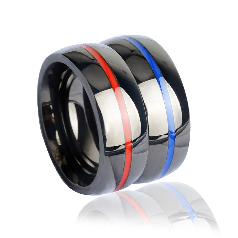 Mens firefighter Ring Stainless Steel Thin blue line Ring