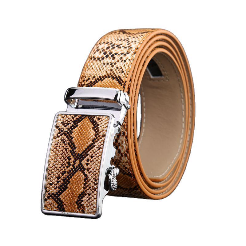 Snake Leather Automatic Buckle Leather Belt Man