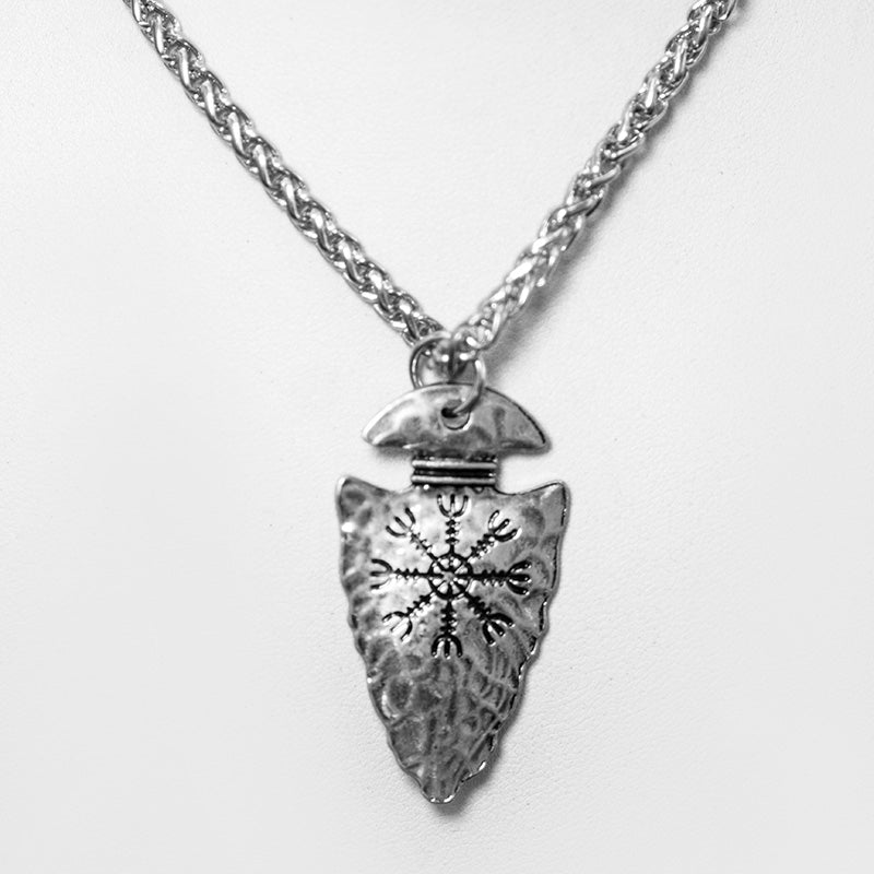 Nordic Viking Vegvisir Rune Arrow Pendant Necklace