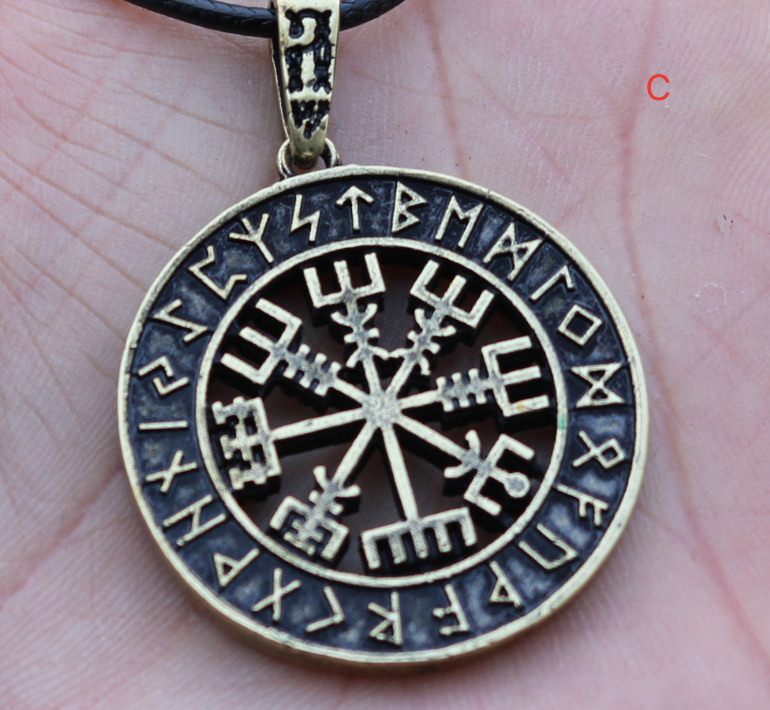 Nordic Symbol Viking Rune Ring Amulet Pendant necklace