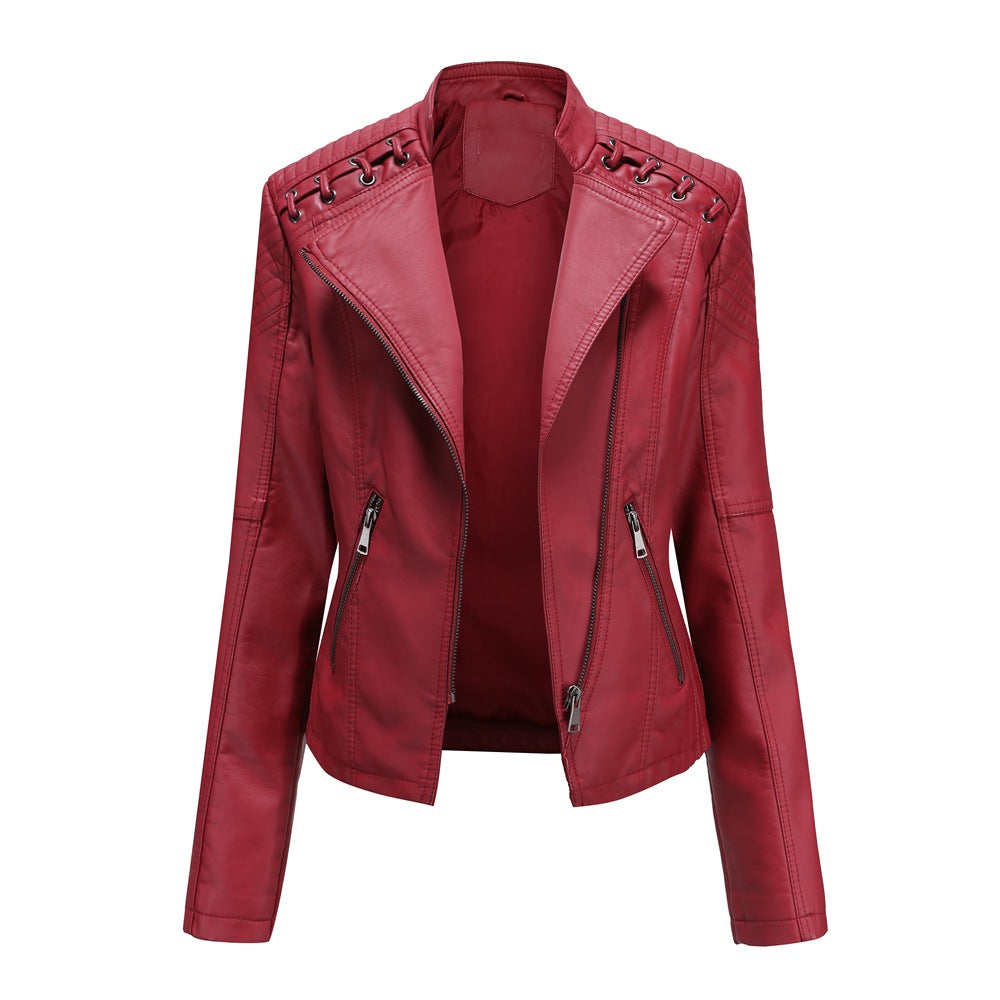 Spring and Autumn Leather Thin Ladies Motorcycle Suit