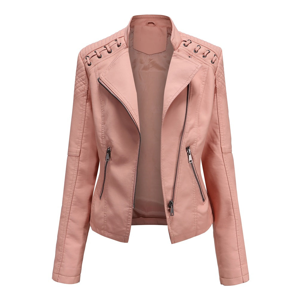 Spring and Autumn Leather Thin Ladies Motorcycle Suit - Zohastyle