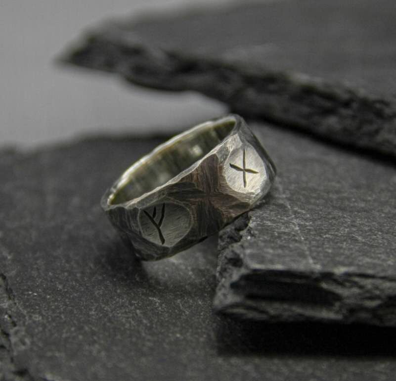 Handmade Silver Viking Rune 925 Silver Retro Index Finger Personality Ring Male