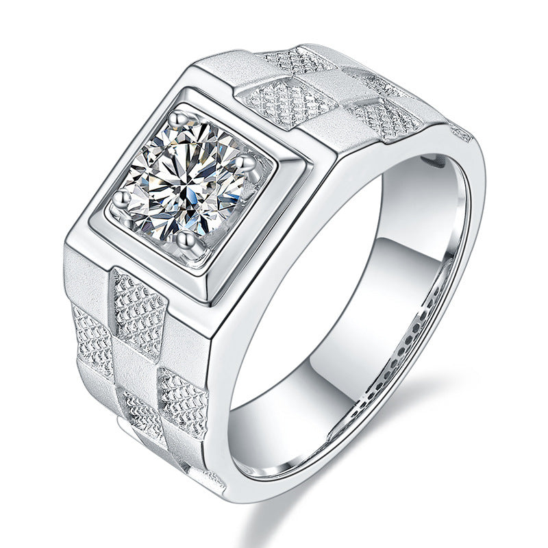 Fashion Moissanite Diamond Ring Simple Men