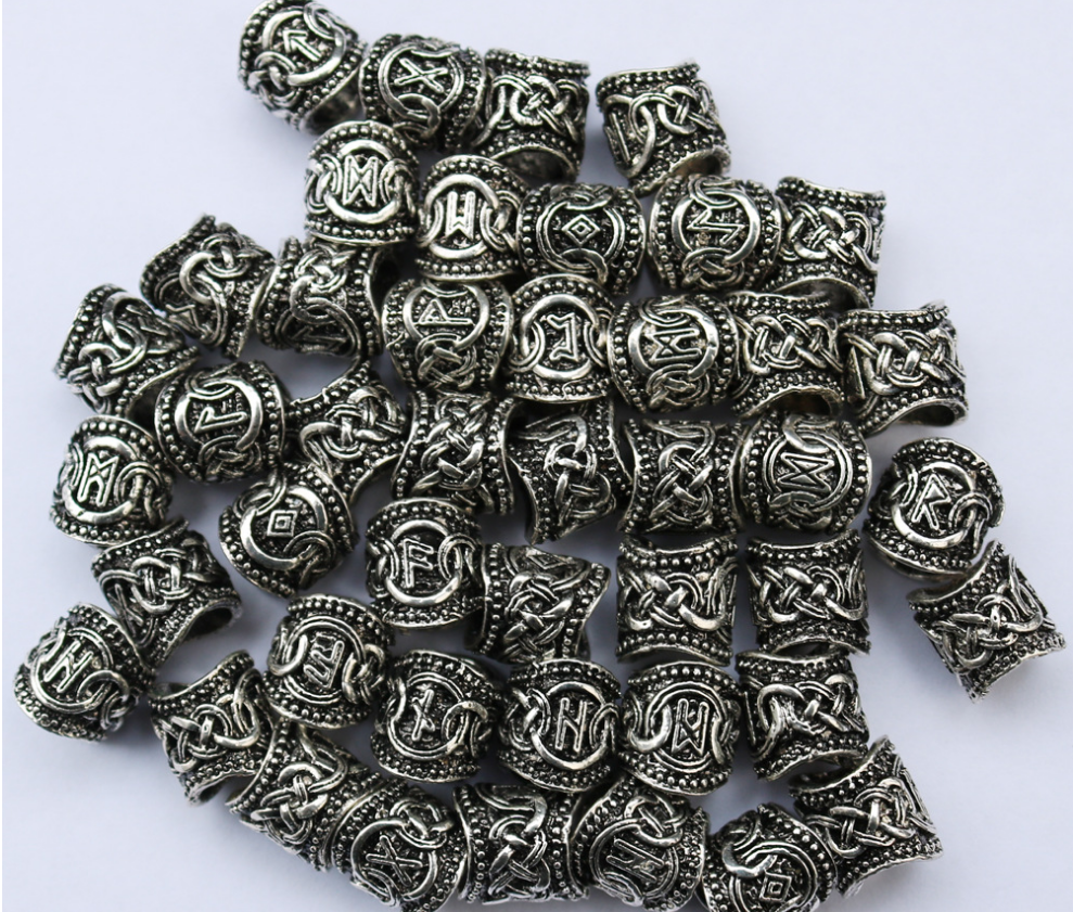 A set of 24 Viking Rune bearded beads