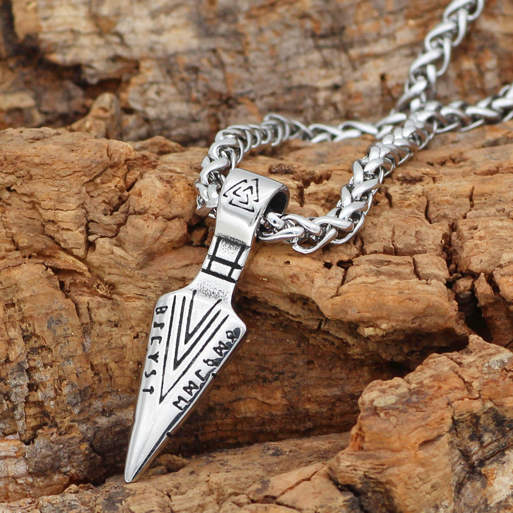 Nordic Viking Titanium Steel Pendant Rune Sword Necklace