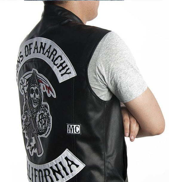 Men's patch leather vest