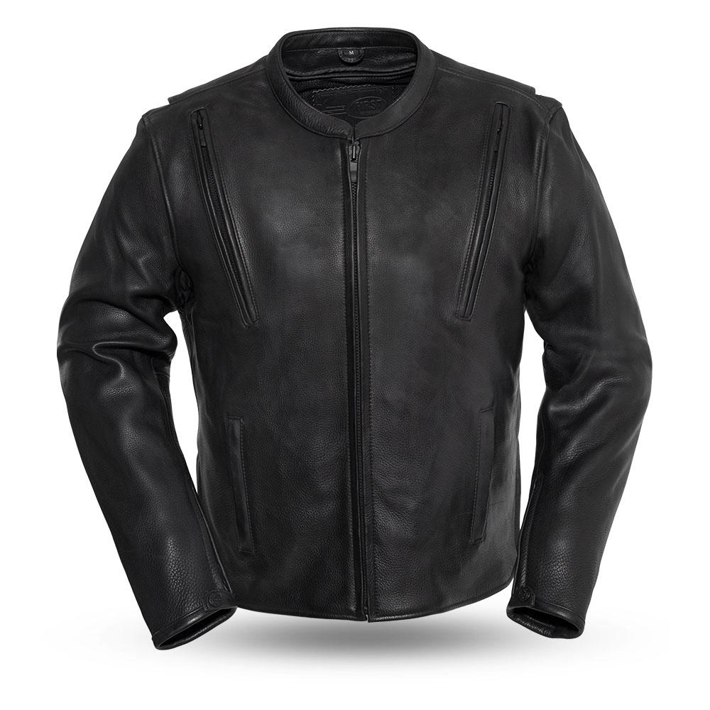 Revolt Men Biker Leather Jacket New Jersey 