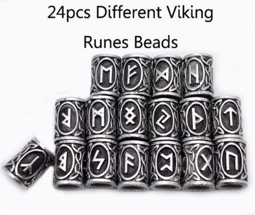 Viking Rune Beard Beads Set Of 24